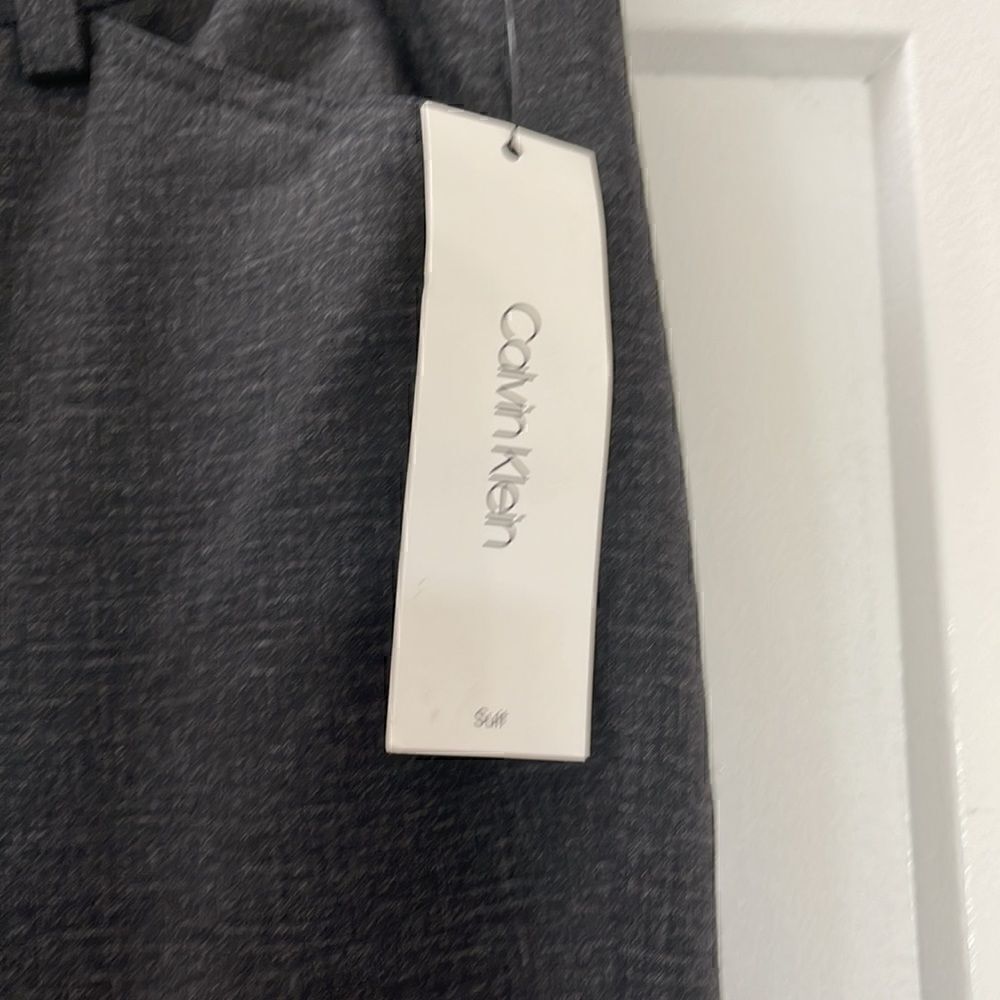 Nwt Calvin Klein Charcoal Skinny Stretch Trousers Size 12 - Picture 3 of 6